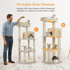 PETEPELA Cat Tree for Large Cats up to 30 lbs, 58" Heavy Duty Cat Tower with Reinforced Scratching Posts[ φ3.1”], Large Hammock, Spacious Condo & Top Perch, Sturdy Cat Furniture for Maine Coons, Beige