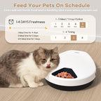 UBPET Automatic Cat Feeder Wet Food, 2025 Upgraded Refrigerated Auto Cat Feeder with Semiconductor Cooling, 4 Days Freshness 5 Meals, Pet Food Dispenser for Cats and Small Dogs, Easy to Clean(White)