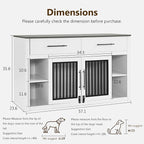 Lovupet Wooden Dog Crate Furniture, Pet House End Table with Large Drawers, Pet Crate for Small/Medium Dogs 1858 (White and Grey)