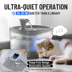 Veken Cat Water Fountain with Detachable Tank, Easy to Clean & Assemble, 84oz/2.5L Automatic Pet Drinking Dispenser with Quiet Operation & LED Light for Cats, Dogs and Small Pets, Grey