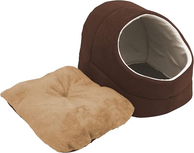 GOOPAWS Cat Cave for Cat and Warming Burrow Cat Bed, Pet Hideway Sleeping Cuddle Cave (Brown-2)