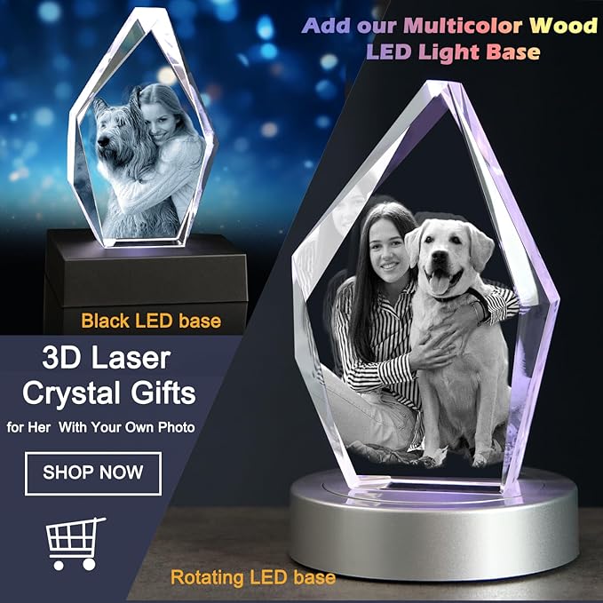 Personalized Dog Memorial Gifts, 3D Crystal Photo,Pet Memorial Gift,3D Engraved Crystal Keepsake Gift, Dog Photo Frame,Christmas Personalized Gift,Dog Pictures