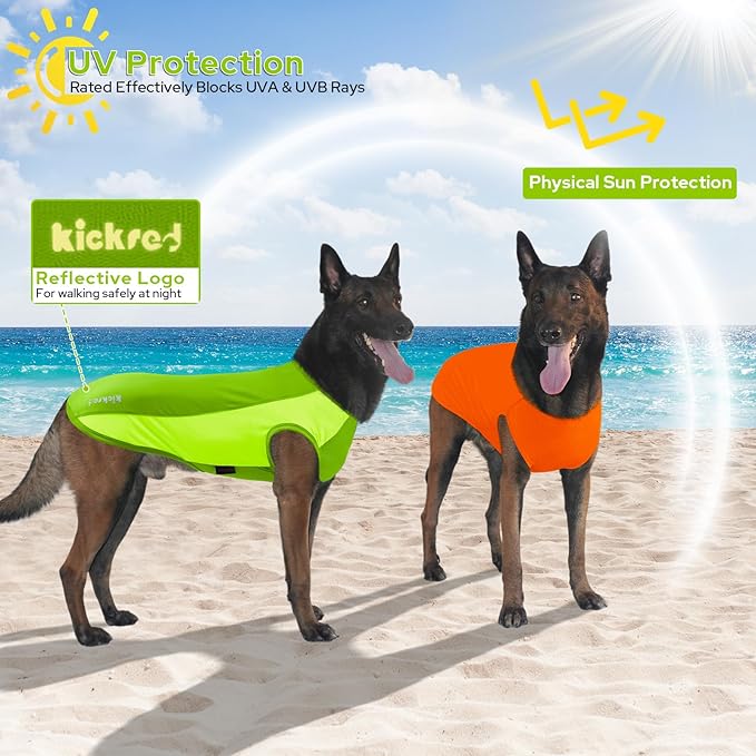 2 Pack Dog Shirts, Breathable Mesh Dog Clothes Pet Sleeveless Vest, Lightweight Stretchy Tank Top T-Shirts for Large Dogs, M