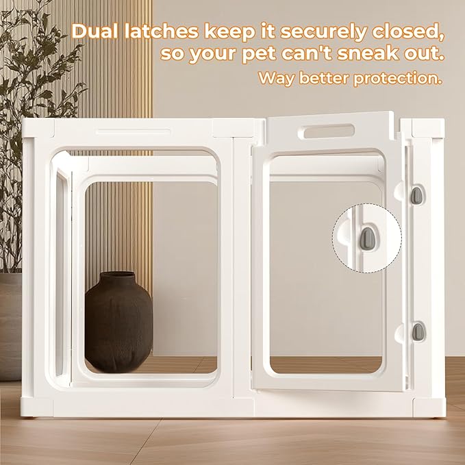 23.6“ H Clear Acrylic Plastic Dog Playpen, 8Pcs Lightweight & Easy Assemble Playpen Divider, Durable Safety Play Pen Indoors, Puppy, Cat, Small Animal(White)