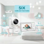 Blemil Baby Monitor with 2 Cameras and Audio, 4.3'' IPS Split-Screen Monitor with 29-Hour Battery, 1000ft Range Pan-Tilt-Zoom Video Baby Monitor No WiFi, 2X Zoom