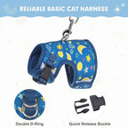 BINGPET Cat Harness with Leash Escape Proof - Fashionable Mesh Cat Dog Walking Harness Leads, Adjustable for Kitties Puppies Small Animals,Galaxy,L