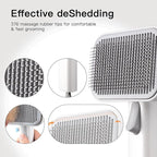 Self Cleaning Slicker Dog Cat Brush for Shedding - Deshedding Tool with Max Massage Tips, Grooming Brush for Short Medium Haired Cats & Dogs (White)