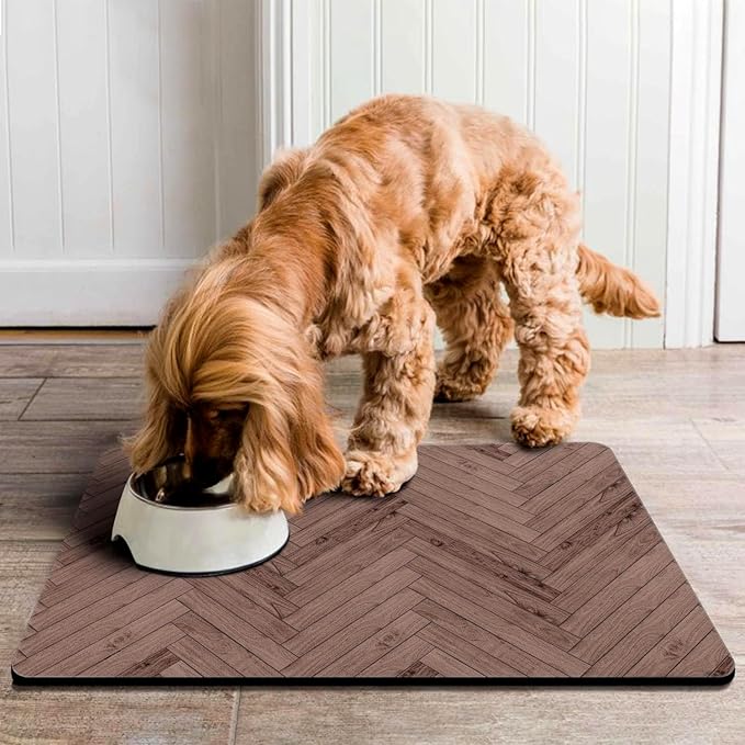 Dog Food Mats for Floors Absorbent, Pet Cat Food Mat - Quick Dry Dog Bowl Mats for Food and Water