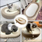 Panup Sisal Cat Scratcher - 24" Cat Scratcher Cardboard, 3 in 1 Oval Cat Scratching Bed Pad with Play Ball, Durable Cat Scratch Lounge for Indoor Cats, Kittens & Puppies