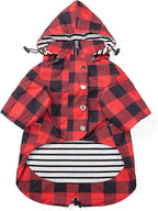 Dog rain Coat Waterproof Raincoat Puppy Jacket with Legs Buttons Zipper Hood Drawstring Fit for Yorkie Terrier Schnauzer Poodle Border Collie Labrador Golden Retriever 8lbs to 80lbs Red S