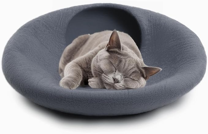 Woolygon Premium Wool Cat Cave Bed - Felt Cat Cave Handmade from 100% Merino Wool, Eco-Friendly Felt Cat Bed for Indoor Cats and Kittens
