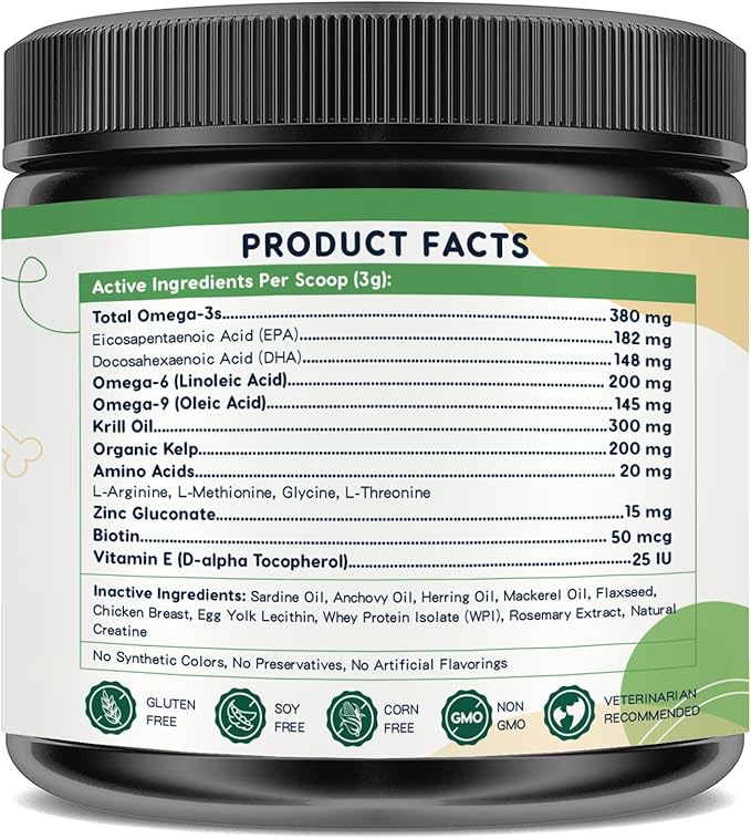 ZEBORA Omega 3 Fish Oil for Dogs, Wild Caught Dog Fish Oil, EPA & DHA, Krill Oil, Kelp, Skin and Coat Supplement, Anti Itch & Shedding, Support Dry Skin, Joint Health, Dog Allergy Relief