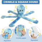 Prime Pets Dog Toys for Large Dogs, 27“ Extra Large Plush Octopus Dog Toy, Crinkle Squeaky Dog Toys to Keep Them Busy, Interactive Tug of War Pet Toy for Small Medium Large Breeds, Tie-dye Blue