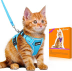 Halypet Cat Harness and Leash Set [MAX Safety 4th-Gen Upgrade] Escape Proof Adjustable Cat Leash Comfortable Soft Vest Easy to Wear Kitten Harness with Reflective Strip for Cats Walking, M SkyBlue