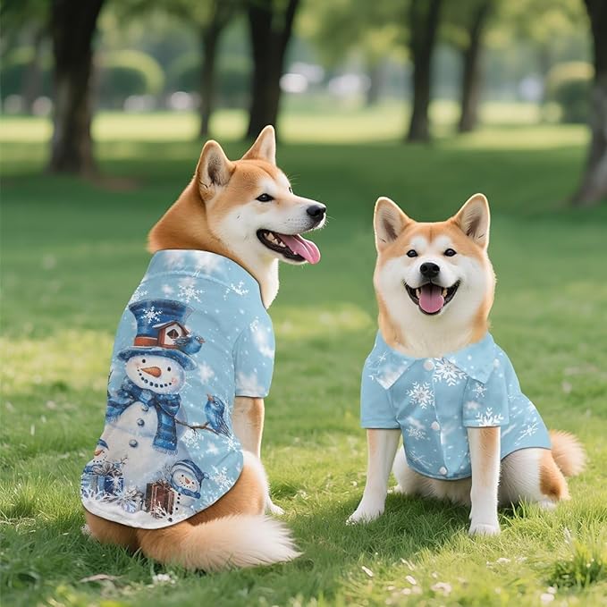 Christmas Dog Shirts for Small Dog Girls Boys Pet Snowman Clothes Soft Breathable Puppy Shirts Printed Pet T-Shirt Puppy Christmas Cosplay Xmas Pet Apparel for Small Dogs and Cats