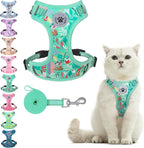 BEAUTYZOO Cat Harness and Leash Set for Walking Escape Proof, Neck Release Adjustable Harnesses for Kitten Puppy Small Medium Large Cats, Soft Cute Easy Control Small Cat Harness for Cats Boy Girls