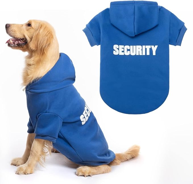 BINGPET Security Dog Hoodies Puppy Sweater Cold Weather Dog Coats Soft Brushed Fleece Pet Clothes Hooded Sweatshirt for Dog Cat