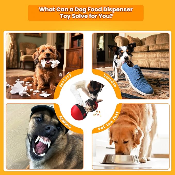 Interactive Treat Dispensing Toys for Smart Puppy Middle Dogs to Keep Them Busy, Cognitive Enrichment Dog Puzzle Slow Feeder Ball Toy (Feeder Toy 1pcs)
