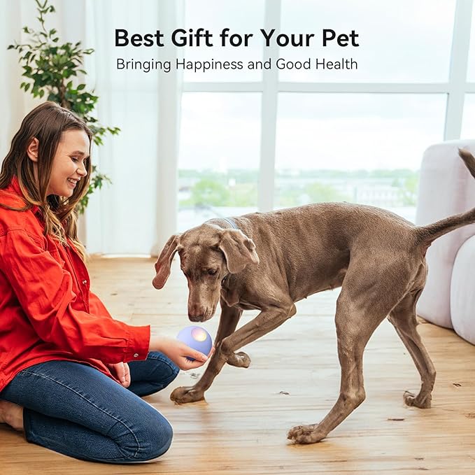 Trueway Smart Interactive Dog Toy, Wicked Ball PE, Automatic Moving Bouncing Rotating Ball for Medium Large Dogs Boredom with LED Lights (Purple)