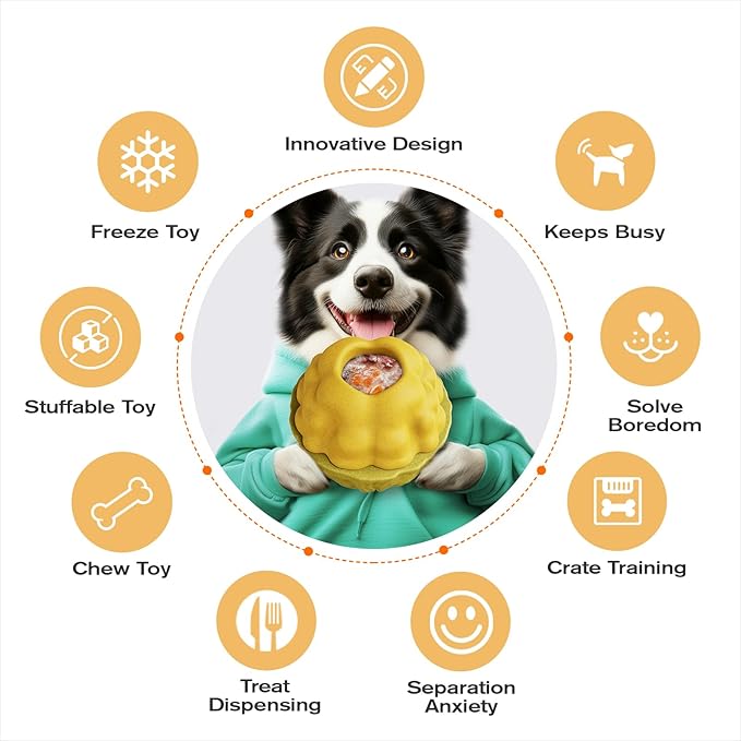 Frozen Treat Dispensing Dog Toy - Interactive Large Chew Toy for Aggressive Chewers, Freezable Fillable Rubber, Reduces Anxiety, Easy to Clean,for Small Medium Large Breeds