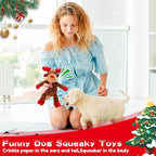 Christmas Squeaky Toys With Crinkle Paper, Plush Reindeer Interactive Stuffed Chew Toys, Gifts for Puppy, Small, Medium, Large Dogs