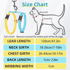 PUPTECK Adjustable Cat Harness and Leash Set Escape Proof Kitten Strap Collar for Walking Travel, Blue Yellow