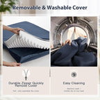 BFPETHOME Outdoor Dog Beds for Large Dogs, Waterproof Dog Bed for Medium, Large, Extra Large Dogs, Orthopedic Dog Bed with Removable Washable Cover, Egg Crate Foam Pet Bed Mat. (47 x 29 in, Navy)