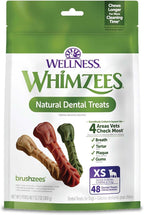 Wellness WHIMZEES Brushzees Dog Dental Treats, Natural Chews, Extra Small Size Stick, (48 Count)