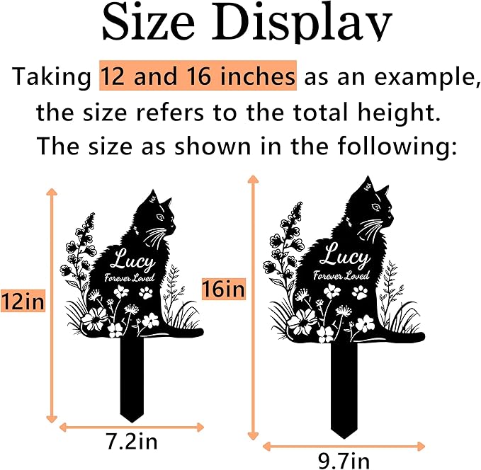 Custom Cat Memorial Grave Marker Stake Personalized Cat Memorial Garden Stake Pet Loss Sympathy Gift Outdoor Memorial Engraved Sign Cat Headstones Metal Sign Pet Plaque Yard Stake