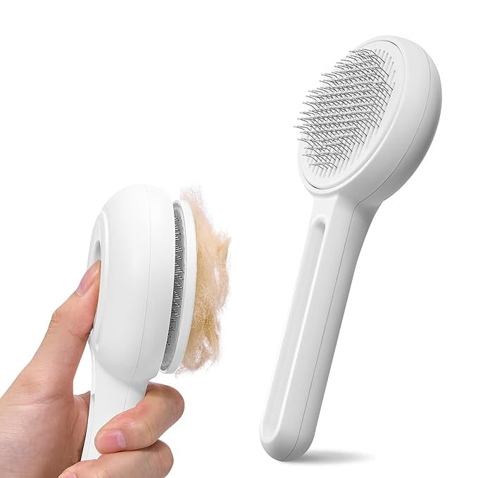 Self Cleaning Slicker Cat & Dog Brush - Skin Friendly Shedding Grooming Tool for Pets, Pet Supplies Accessories, Deshedding Comb for Short Long Haired Kittens, Massage Function to Removes Loose Fur
