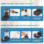 Gardner Pet Automatic Dog Water Dispenser Gravity Stainless Steel Waterer & Food Feeder Set, 100% BPA Free Large Capacity Feeding Bowls for Medium & Large-Sized Dogs Cats Other Pets -(1 Gallon x2)