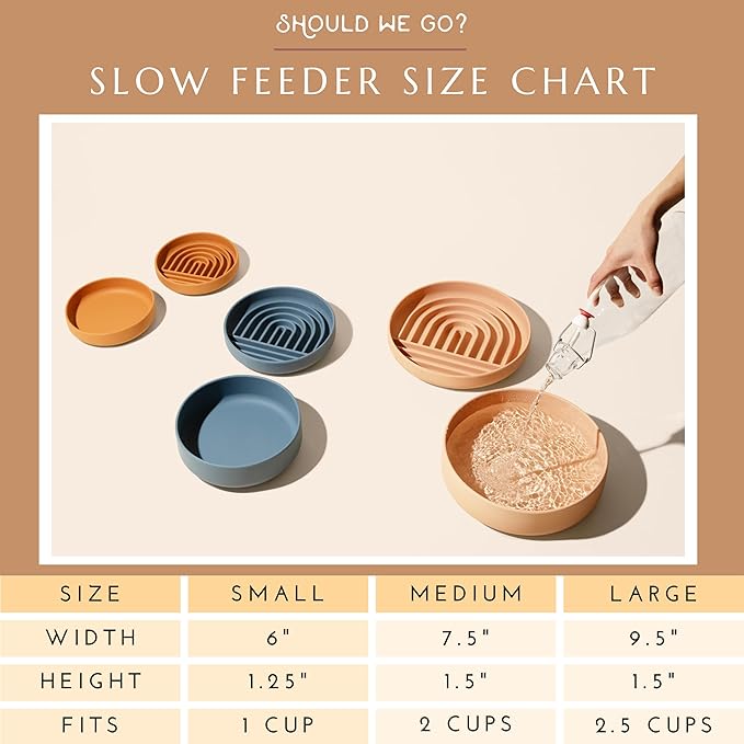The Slowdown Bowl Silicone Slow Feeder for Dogs & Puppies, Slow Eating, Modern Lick Mat Design, Reduces Gulping, Fits 2 Cups 7.5” Across x 1.5” Tall, Mealtime Challenge, Medium-Spruce