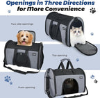 Zavothy Collapsible TSA Approved Pet Carrier for Cats & Dogs (Up to 15 Lbs, 16.54"x11.42"x9.84") – Soft-Sided Airline Travel Carrier, Grey