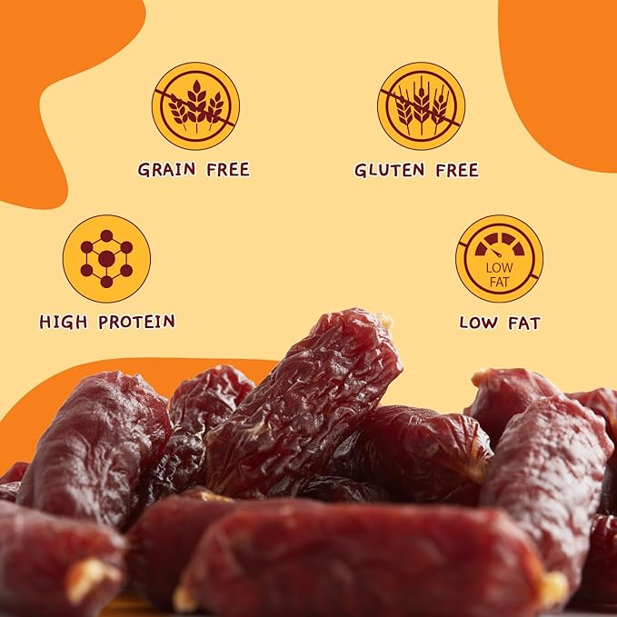 Jungle Calling Beef Sausage Dog Treats, Slow Roasted Beef Jerky Dog Training Treats, Grain-Free Soft Treats for Small and Medium Dogs, 10.6 oz