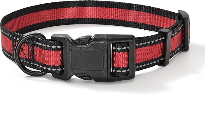 Mile High Life Dog Collar | Nylon Reflective Dog Collars | Light Weight Puppy Collars | Red Dog Collars for Small Dogs (Red, X-Small)