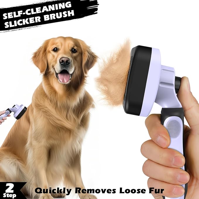 3PCS Self Cleaning Slicker Brush & Pet Grooming Rake & Bath Brush for Dogs ,Cats and Horses | Double-Sided Dematting Comb & Skin Friendly Deshedding Grooming Tool | Pet Supplies( Light Purple Black )