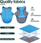 Kuoser Dog Cooling Vest for Large Dogs, Lightweight Doggie Cooler Jacket Breathable Mesh Pet Cooling Shirts Reflective Puppy Cool Harness for Beach, Hiking, Walking Blue XL