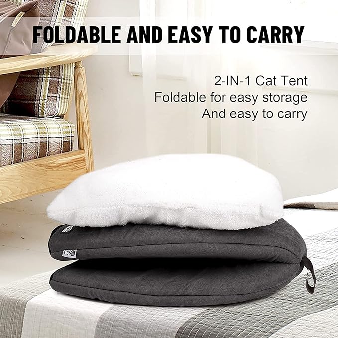 Cat Bed for Indoor Cats -Premium Pet Beds for Cats and Small Dogs, Cat Bed Cave, Comfortable Covered Cat Bed, Cat Tent, Kitten Bed, Small Animal Bed and Cat Hut with Cushioned Pillow (Medium, Grey)