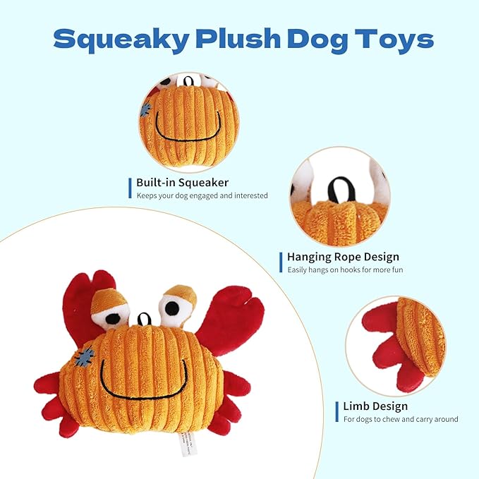 Dog Plush Toy for Small and Medium Dogs, Satisfy Dog's Natural Hunting Instinct, Squeaky Dog Toys for Indoor, Crinkle Sound Paper (2 Pack)
