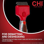 CHI for Dogs Dematting and Deshedding Undercoat Rake - Dog Grooming Tool for Long Hair - Safe Blade Design for Mats and Knots - Ideal for Thick Coats and Tangled Fur