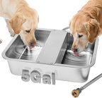 5 Gallon Automatic Dog Water Dispenser, Large Dog Water Bowl Dispenser for Outdoor, Stainless Steel Pet Bowl for Waterer Auto Fill Pet Waterer for Livestock Dogs Cats Chicken Fit 3/4'' GHT Faucet