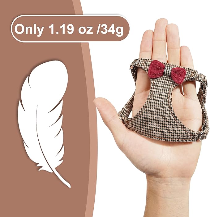 Puppytie No Pull Dog Harness with Multifunction Dog Leash,Soft Adjustable No Choke Escape Proof Pet Harness Vest for Medium Dogs,Knitted Brown,M