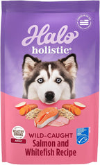 Halo Holistic Dog Food Wild Caught Salmon & Whitefish Formula, Healthy Grains Dry Dog Food, Complete Digestive Health, Kibble for Adult Dogs, 21 lb Bag