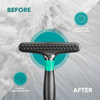 Deshedding Brush Comb - Undercoat Rake for Dogs, Cats, Short, Long Hair Coats - Double Row Stainless Steel Pins - Reduce Shedding by 90% (Green)