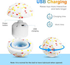 Interactive Dog Toys Ball, Automatic Moving, Bouncing Chew Toys, E-TPU Material, Suitable for Large and Medium-Sized Dogs, Used for Boredom Relief and Daily Training, USB Rechargeable (White)