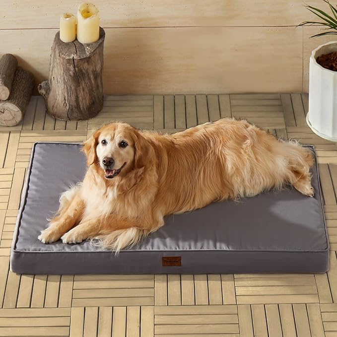 BFPETHOME Outdoor Dog Beds for Large Dogs, Waterproof Dog Bed for Medium, Large, Extra Large Dogs, Orthopedic Dog Bed with Removable Washable Cover, Egg Crate Foam Pet Bed Mat. (54 x 36 in, Grey)