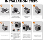 Outdoor Cat House, Cat Shelter Feral Pet Outside Waterproof Cat House for Outdoor/Indoor Cats, Insulated Cat Bed for All Seasons with Cozy Cushion, Easy to Assemble, Grey