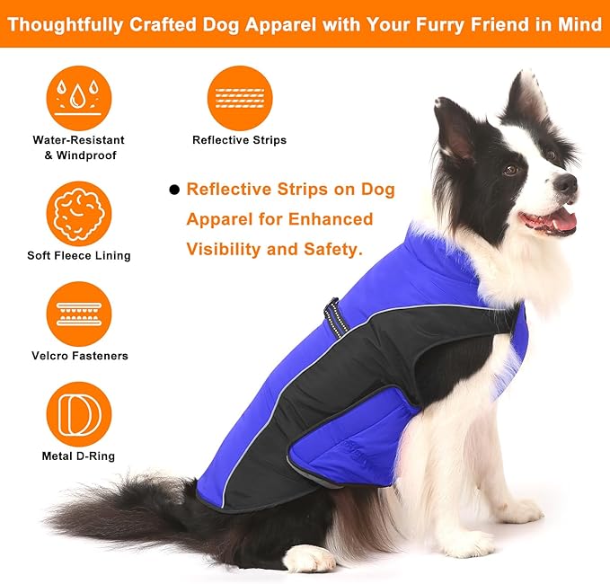 Warm Dog Winter Coat, Gimilife Dog Sweater Cold Weather Coats Waterproof Dogs Apparel Clothes Pet Jacket Padded Vest Outfit for Small Medium Large Dogs