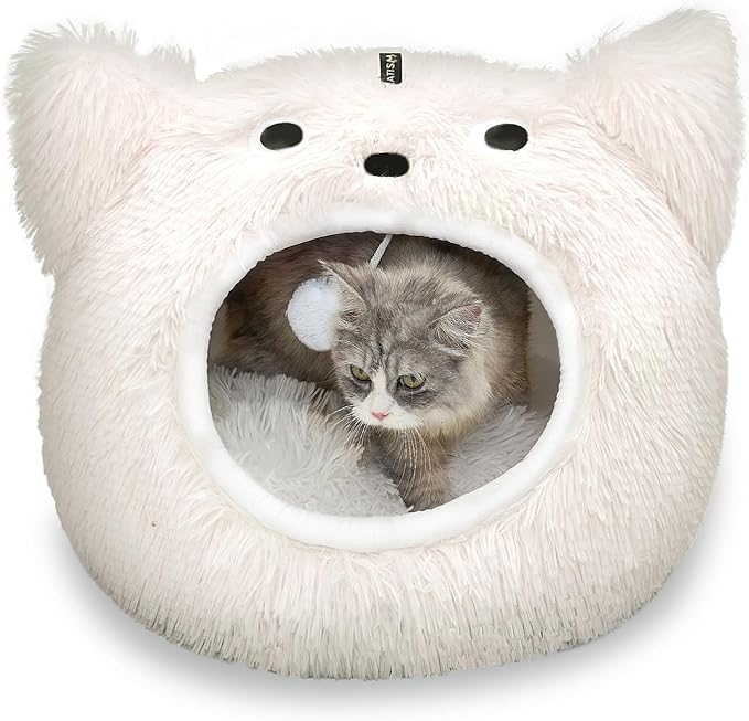 CATISM Cat Bed, Cat Beds for Indoor Cats, Cat Cave, Cat Cave for Indoor Cats, Cat Bed Cave, Large Cat Beds, Cozy Hooded Cat Bed with Soft Cushion, Removable Washable Cat Beds