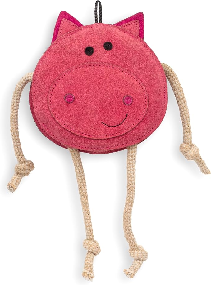 Eco Leather Pickles Pig Natural and Tough Dog Toys - Long Lasting Chew Toys for Aggressive Chewers - Strong Dog Toy for Dogs and Puppy